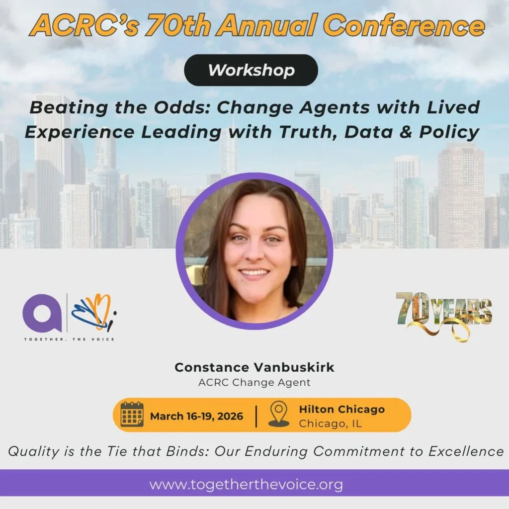 A graphic showing Constance Vanbuskirk as a speaker for the ACRC conference