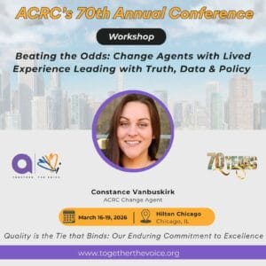 A graphic showing Constance Vanbuskirk as a speaker for the ACRC conference