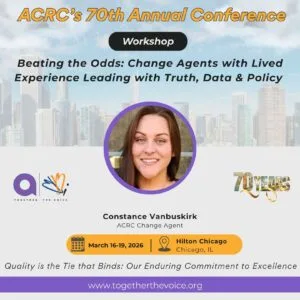 A graphic showing Constance Vanbuskirk as a speaker for the ACRC conference